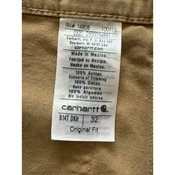 Carhartt B147 DKH Khaki Original Fit Canvas Carpenter Work Shorts Men's Size 32 - Picture 8 of 8